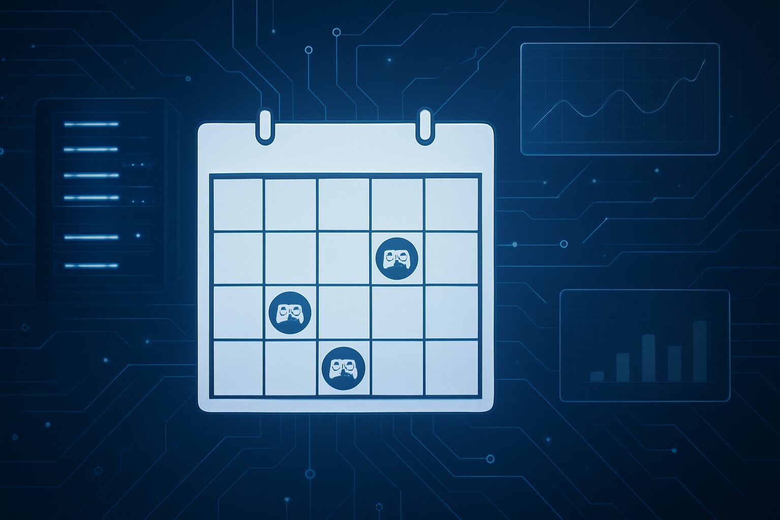 illustration of a game calendar with game controllers